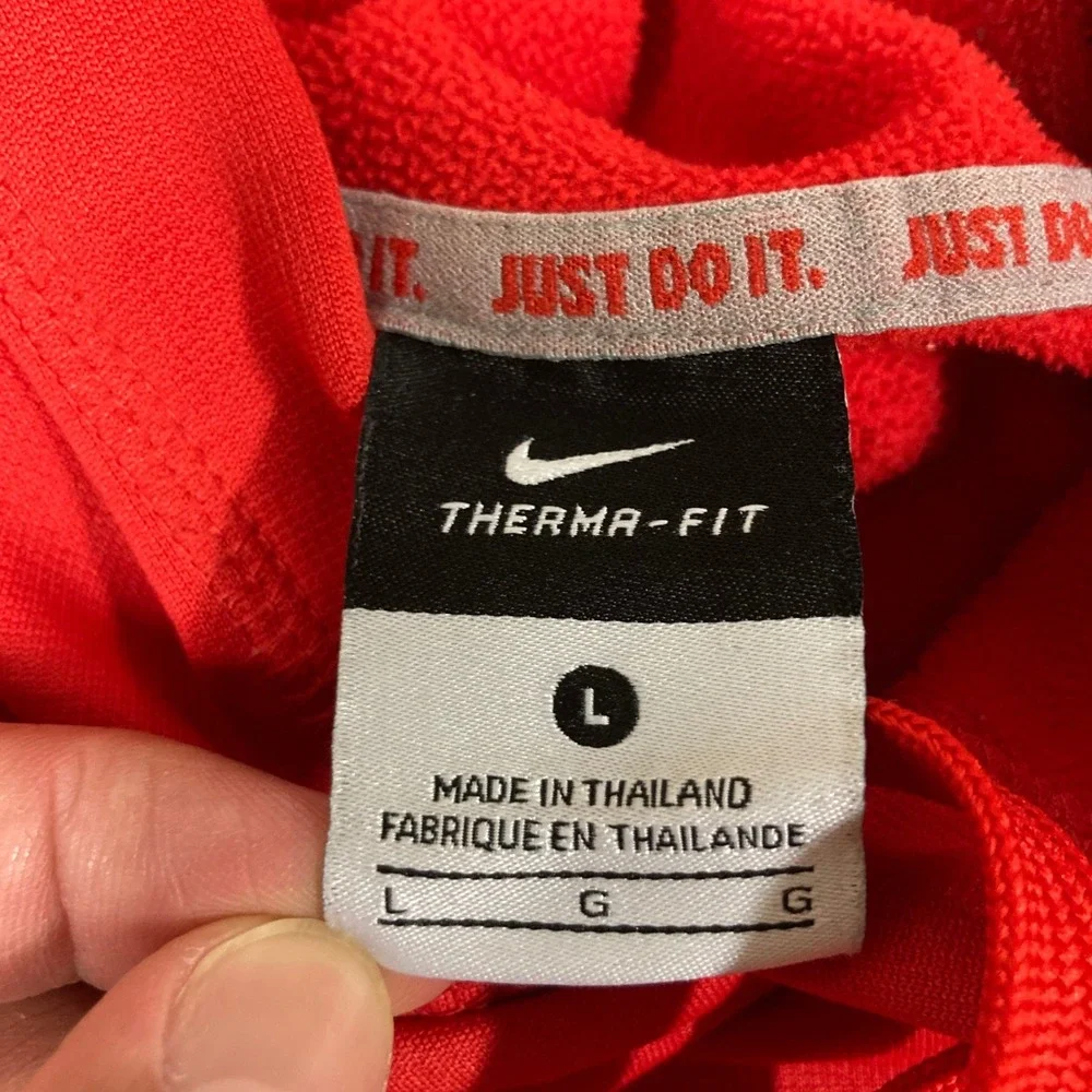 Nike Therma-FIT Mens Hoodie Red Fleece Pullover‎ Sweatshirt Large 408102-600